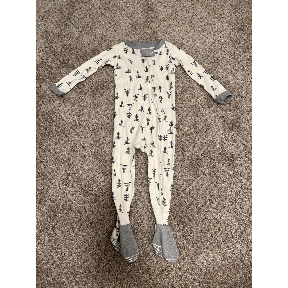 Burt's Bees Baby Organic Cotton Snug Fit Footed Sleeper Pajamas "Baby Trees" 12M